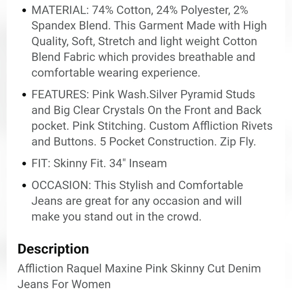 NWT Women's Affliction Raquel Maxine Pink Skinny Jeans - Picture 16 of 16